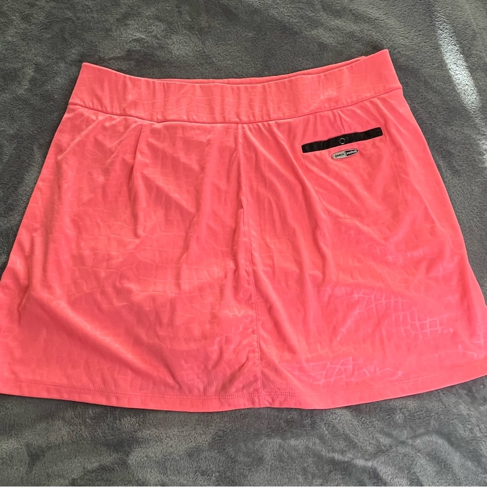 jamie sadock 16 Coral Pink Athletic Skort with Zip Pockets and faux leather trim - Picture 11 of 12